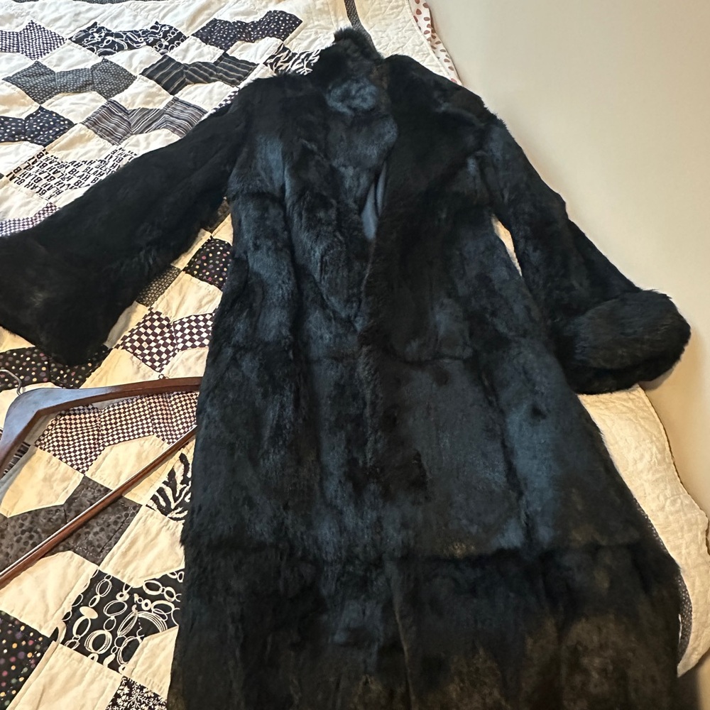Luxurious Black Rabbit Fur Coat